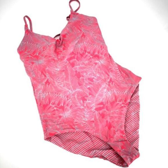 prAna Women’s Jess One-Piece Swimsuit Tropical Pink Teal Strappy stripes medium - Picture 7 of 13